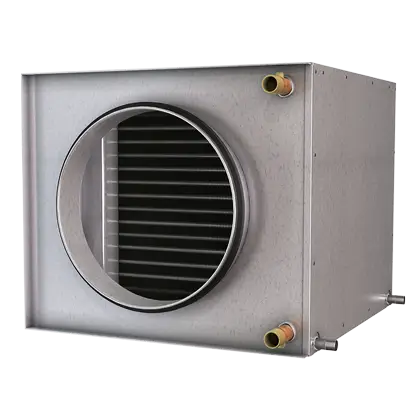 Aircoil kanalbatteri med rund tilkobling